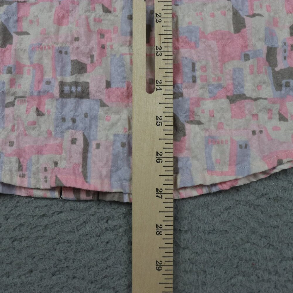 J Mclaughlin Top Womens XS Pink Printed Button Long Sleeve Blouse Preppy - Picture 7 of 12